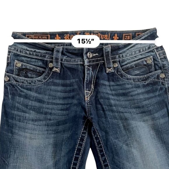 Rock Revival Jeans Womens 28 Evelyn Low Rise Boot Dark Wash Sequin Embellished - Picture 14 of 16